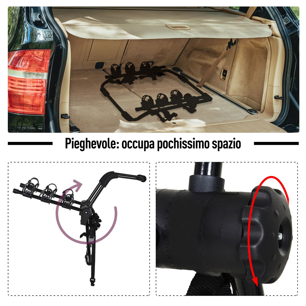 easycomfort easycomfort portabici posteriore per auto pieghevole per 3 biciclette max 45 kg in acciaio ean 8054111846219