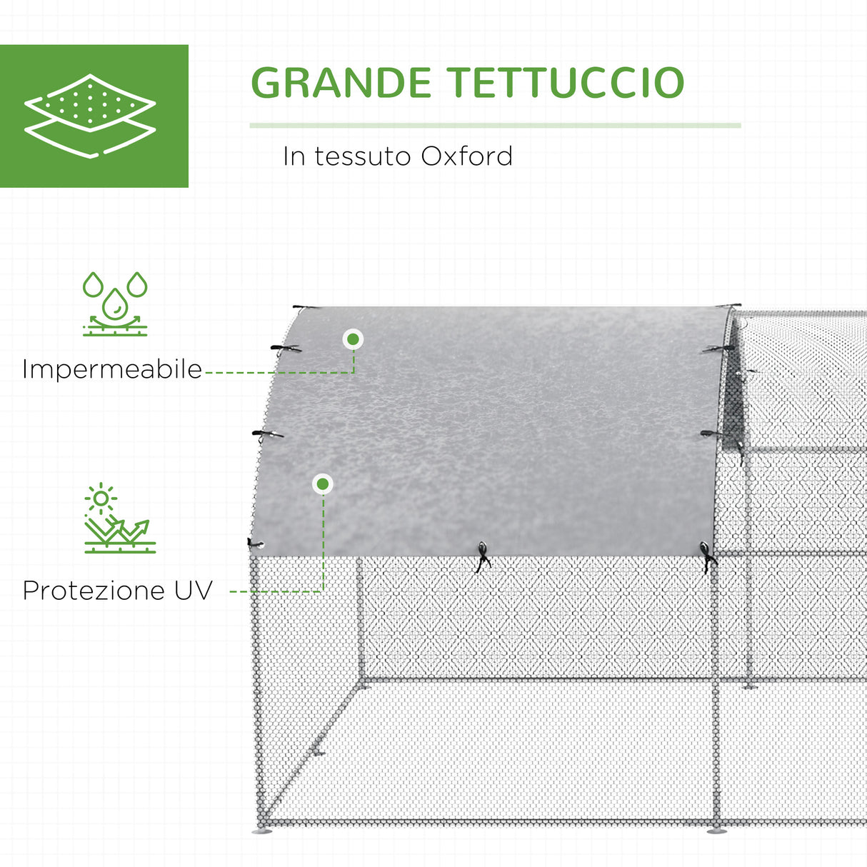 easycomfort easycomfort recinto per galline in acciaio con copertura anti uv 2 8x5 7x2m argento