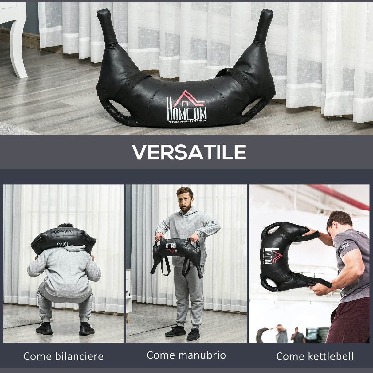 easycomfort easycomfort sacca bulgara da 15 kg per allenamento fitness in casa ufficio e palestra 72x50x18 cm nero