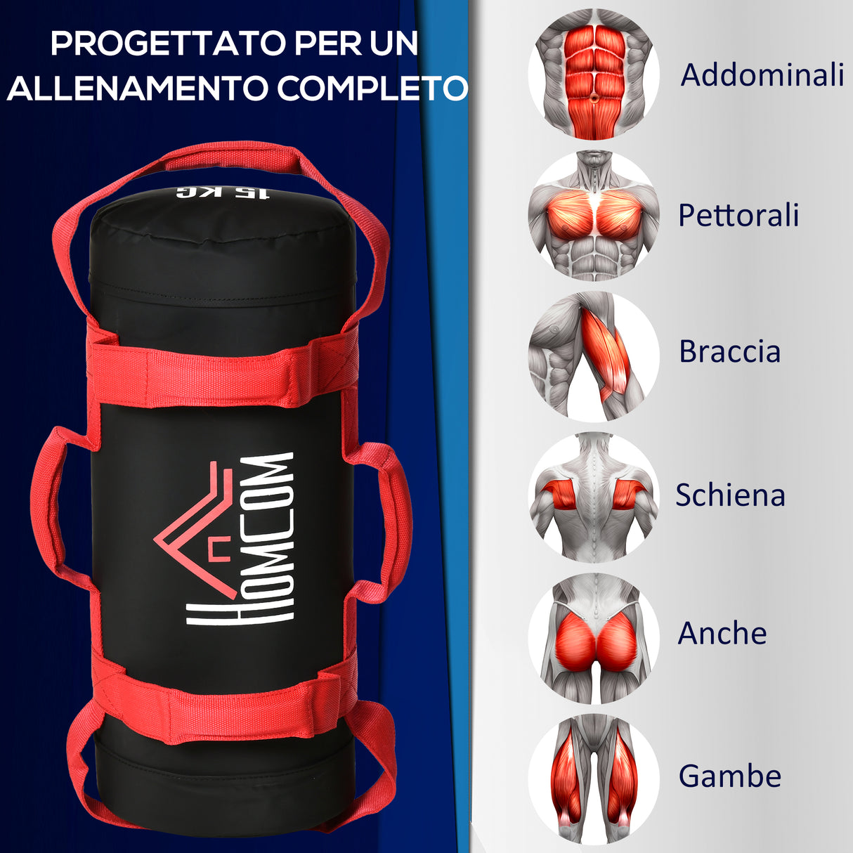 easycomfort easycomfort sacca bulgara da 20kg con 6 cinghie per allenamento fitness in casa ufficio e palestra 22x55 cm nero e rosso