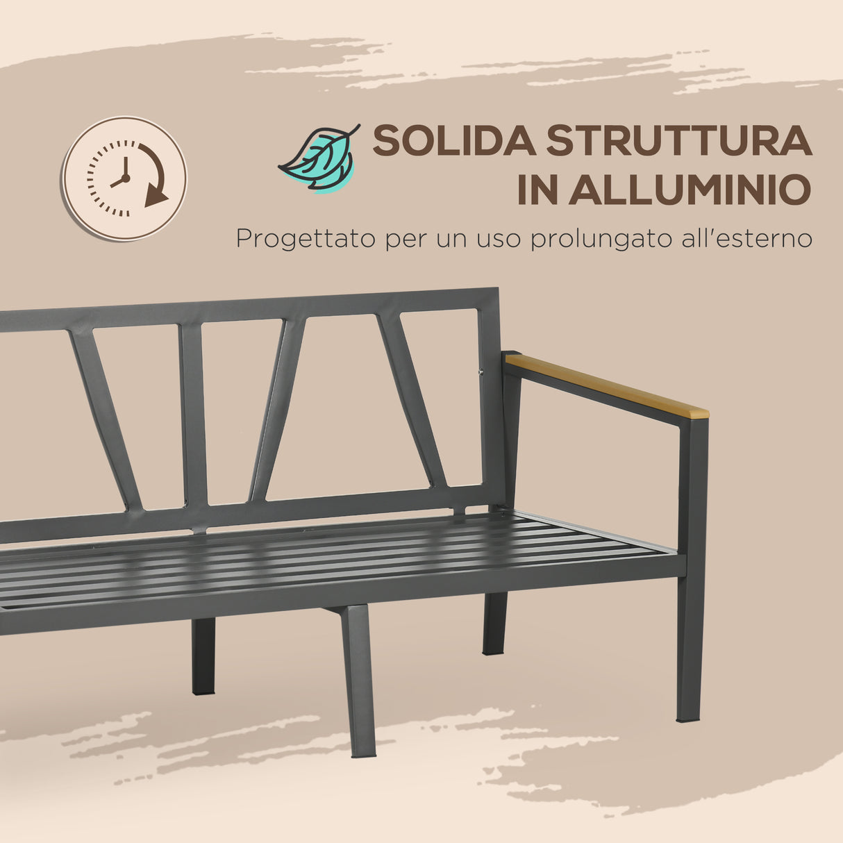 easycomfort easycomfort salotto da esterni da 4 pezzi con divanetto 2 poltrone e tavolino in alluminio grigio chiaro