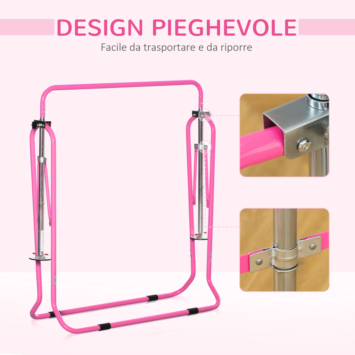 easycomfort easycomfort sbarra per trazioni per bambini 3 8 anni 4 altezze regolabili e struttura in acciaio 148x105x88 128 cm rosa