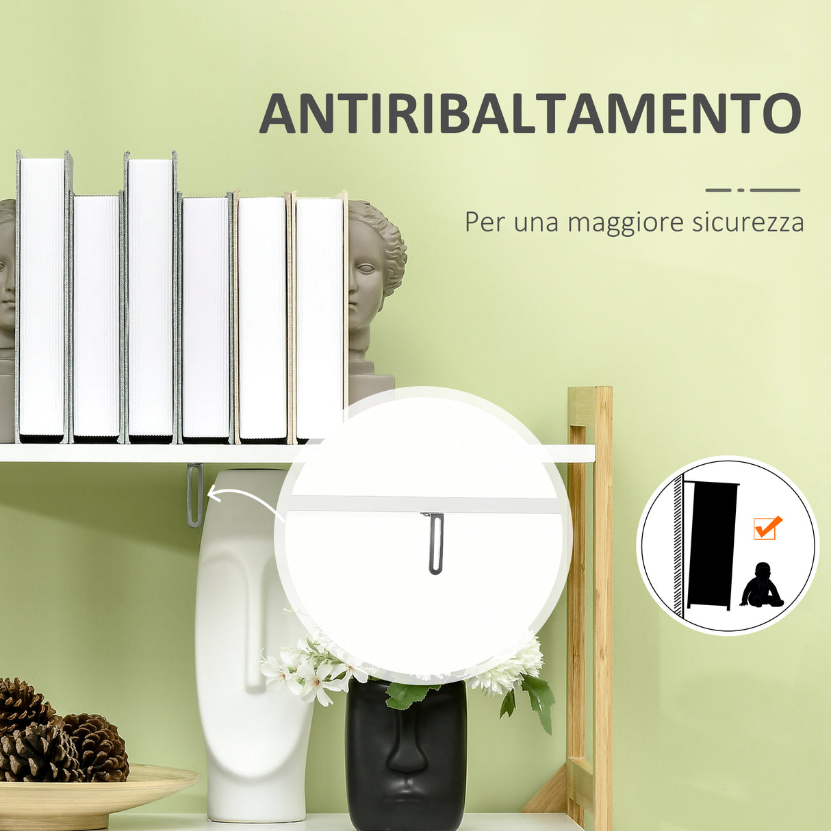 easycomfort easycomfort scaffalatura a 5 piani in bamboo e mdf mobile libreria per soggiorno cucina e camera da letto 70x37 5x150 cm