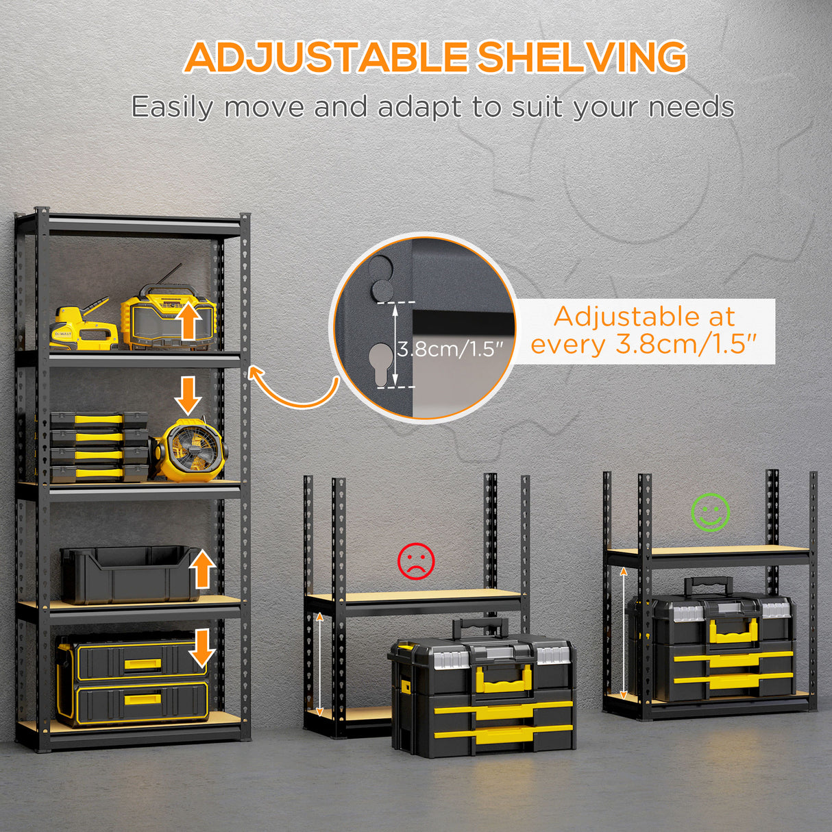 easycomfort easycomfort scaffalatura industriale a 5 livelli in mdf e acciaio con ripiani aperti e regolabili 70x30x167 5 cm