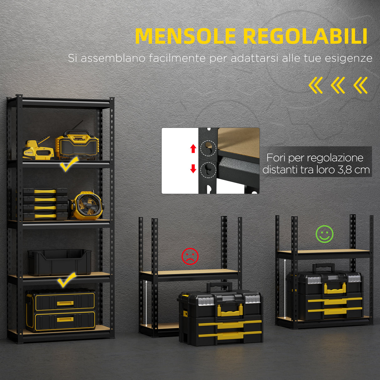 easycomfort easycomfort scaffalatura industriale a 5 livelli set 2 pezzi in mdf e acciaio con ripiani aperti e regolabili 70x30x167 5 cm