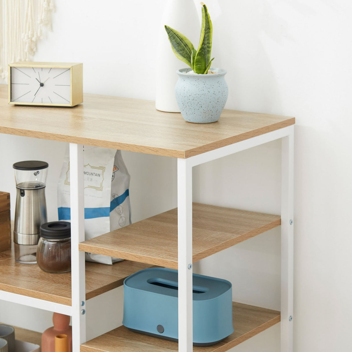 easycomfort easycomfort scaffale da cucina salvaspazio stile industriale struttura in metallo e legno legno