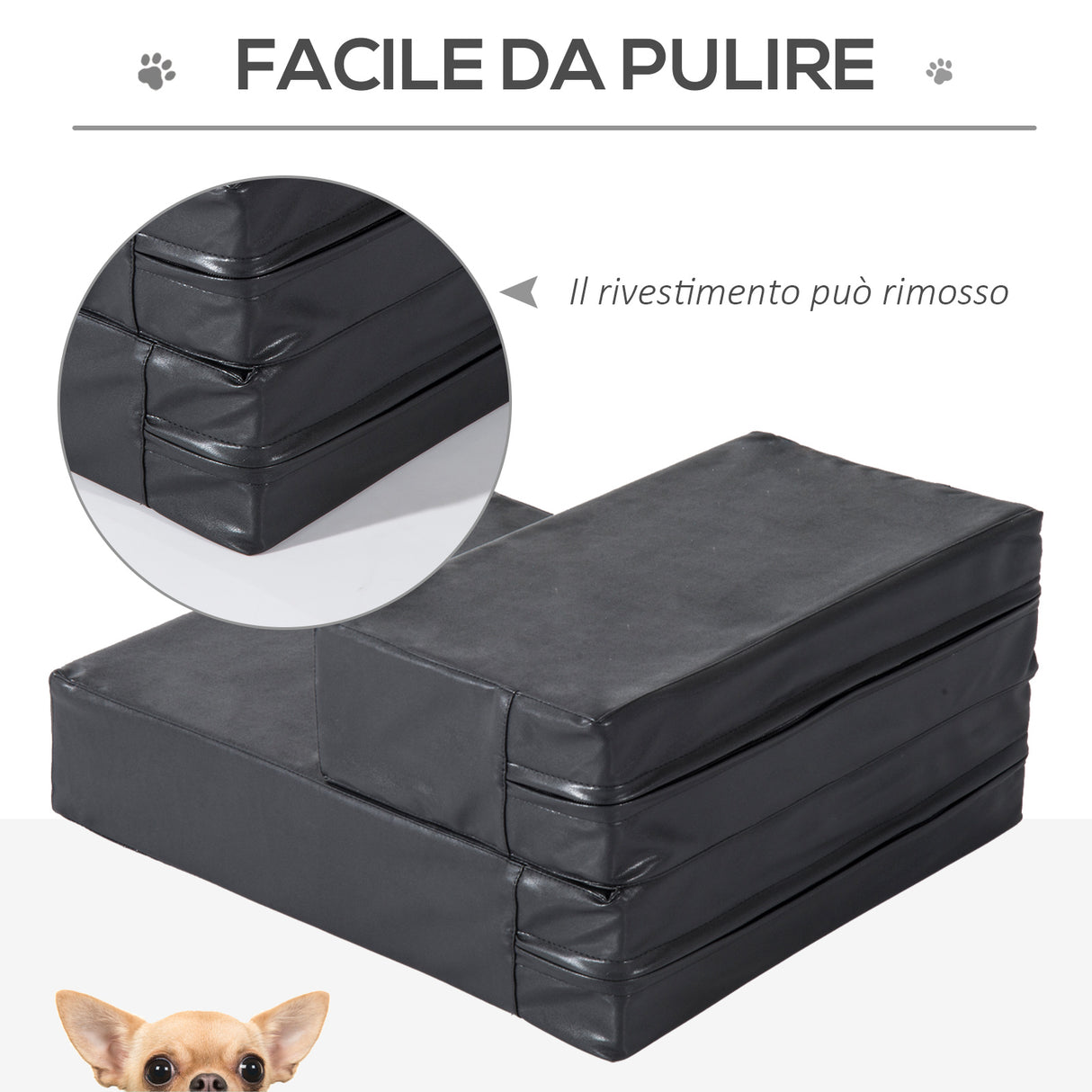 easycomfort easycomfort scaletta per cani materassino 2 in 1 in pu e gommapiuma 45x39x20cm nero