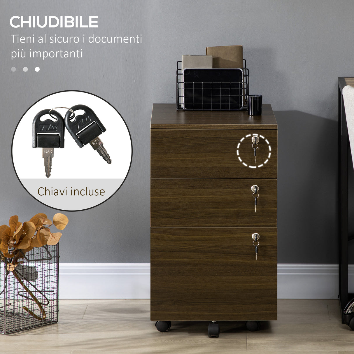 easycomfort easycomfort schedario portadocumenti per studio e ufficio in mdf con 3 cassetti e ruote 40x50x68 5 cm marrone