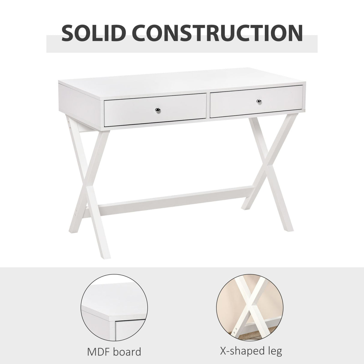 easycomfort easycomfort scrivania con 2 cassetti bianco