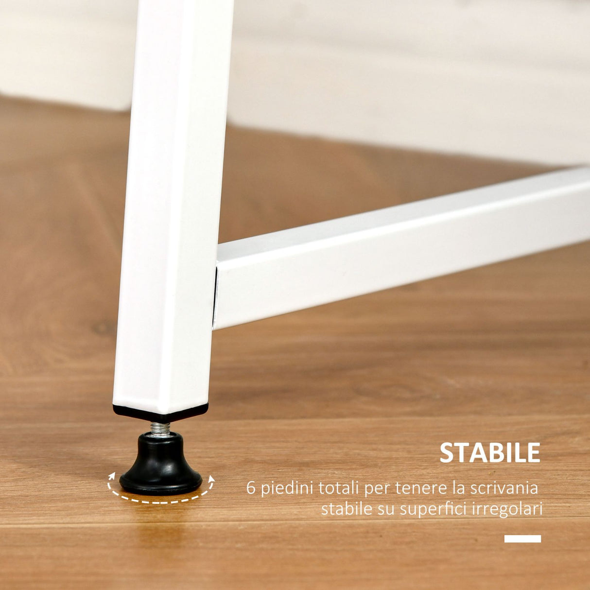 easycomfort easycomfort scrivania con 2 ripiani laterali in legno e acciaio bianco