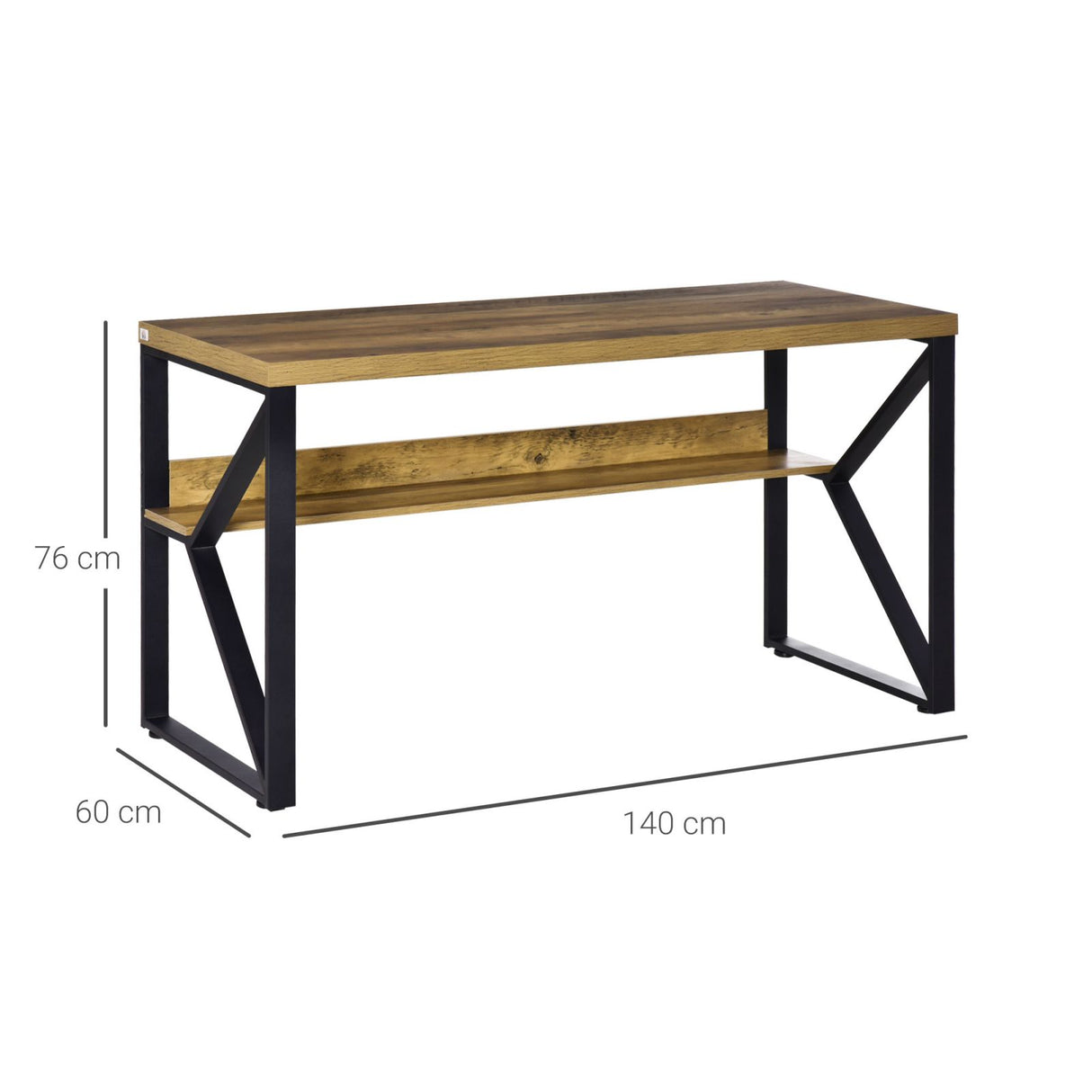 easycomfort easycomfort scrivania moderna stile industriale in metallo e mdf conmensola e gambe a k 140x60x76cm nero marrone