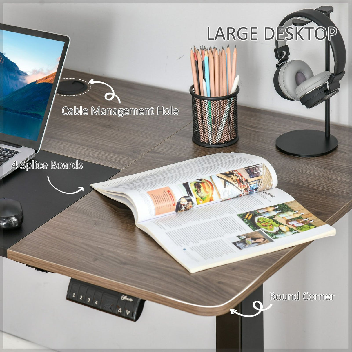 easycomfort easycomfort scrivania sollevabile a 4 altezze con regolazione elettrica struttura in metallo teak nero