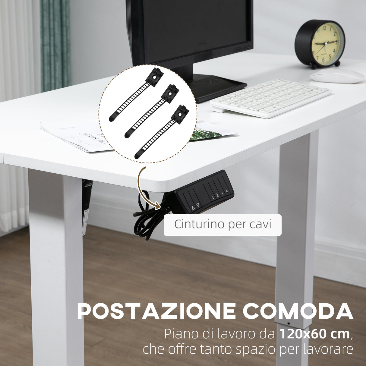 easycomfort easycomfort scrivania sollevabile elettrica a 3 altezze con sistema anticollisione 120x60x74 5 114 5cm bianco