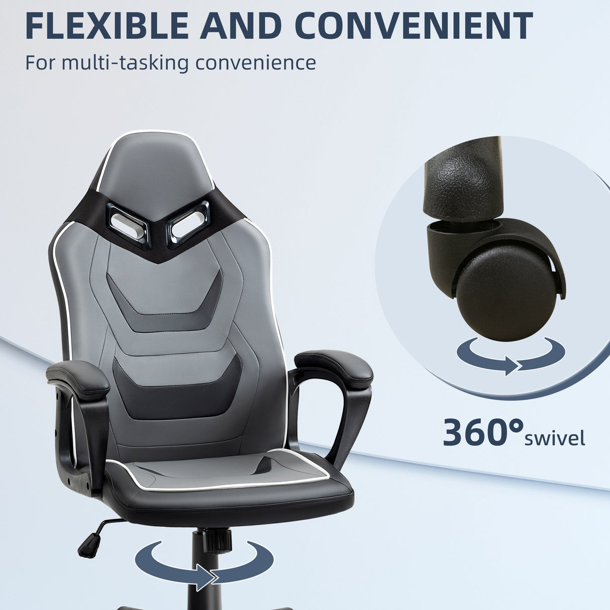 easycomfort easycomfort sedia da gaming ad altezza regolabile con funzione dondolo per casa e ufficio 60x63x113 125 cm grigia e nera