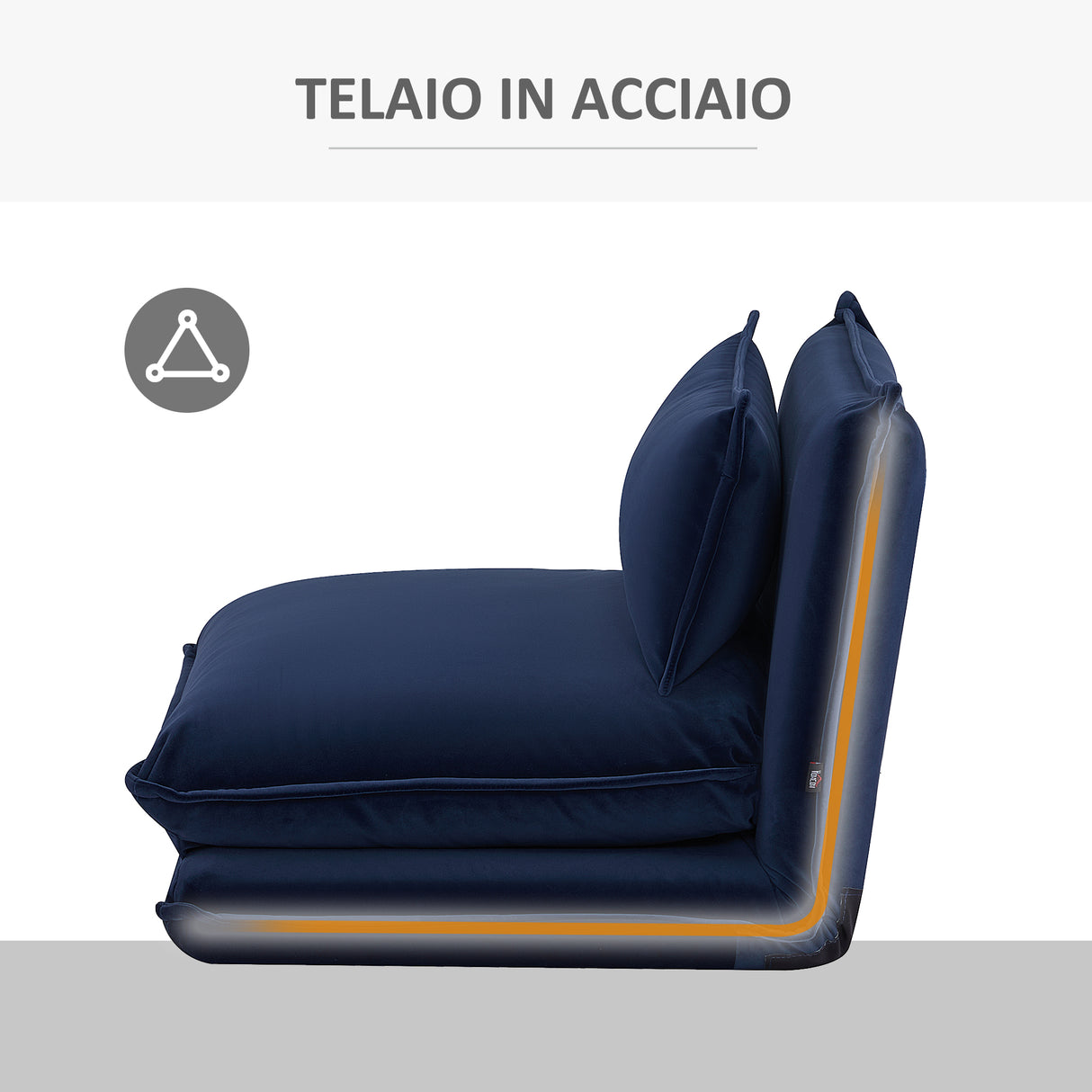 easycomfort easycomfort sedia da pavimento con schienale regolabile in 5 posizioni e seduta imbottita in acciaio e poliestere blu scuro