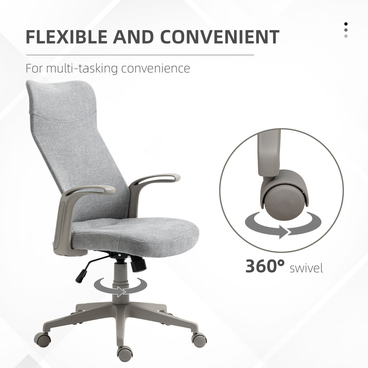 easycomfort easycomfort sedia da ufficio elegante con seduta effetto lino altezza regolabile e ruote 61x64 5x104 112 cm grigia