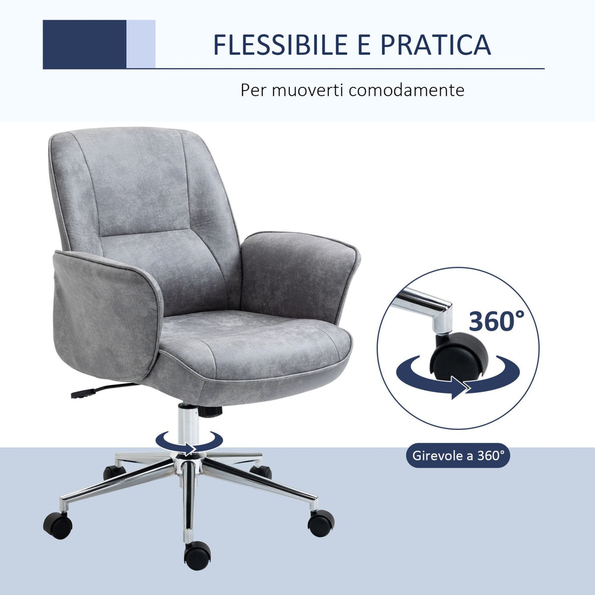 easycomfort easycomfort sedia da ufficio ergonomica altezza regolabile rivestimento in microfibra 67x69x92 102cm grigio chiaro