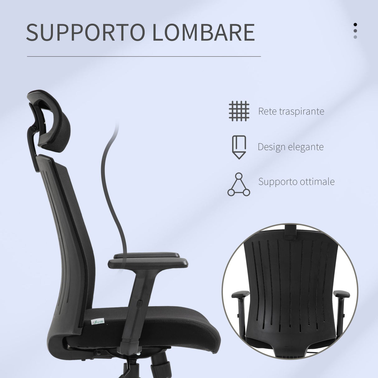 easycomfort easycomfort sedia da ufficio ergonomica con poggiatesta e supporto lombare altezza e braccioli regolabili 65x63x119 129cm nero