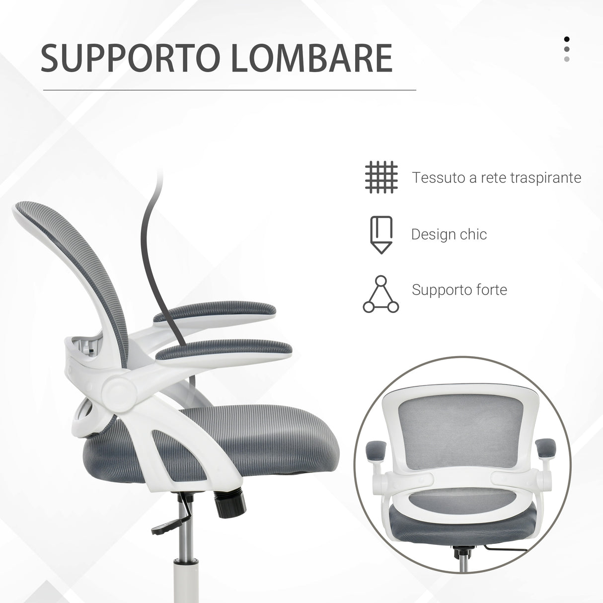 easycomfort easycomfort sedia da ufficio ergonomica con schienale a rete e seduta imbottita altezza regolabile 65 5x61 5x88 97 5cm grigio