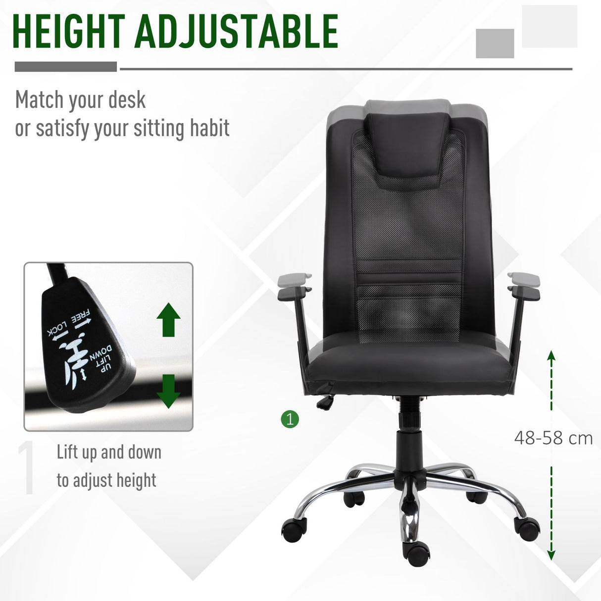 easycomfort easycomfort sedia da ufficio ergonomica girevole in mesh e ecopelle altezza regolabile nero ean 8054144139920