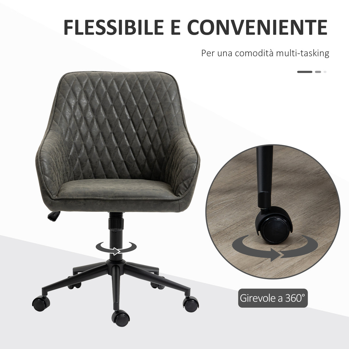 easycomfort easycomfort sedia da ufficio reclinabile con altezza regolabile in pelle pu gommapiuma e acciaio 59x60x90 100 cm grigia