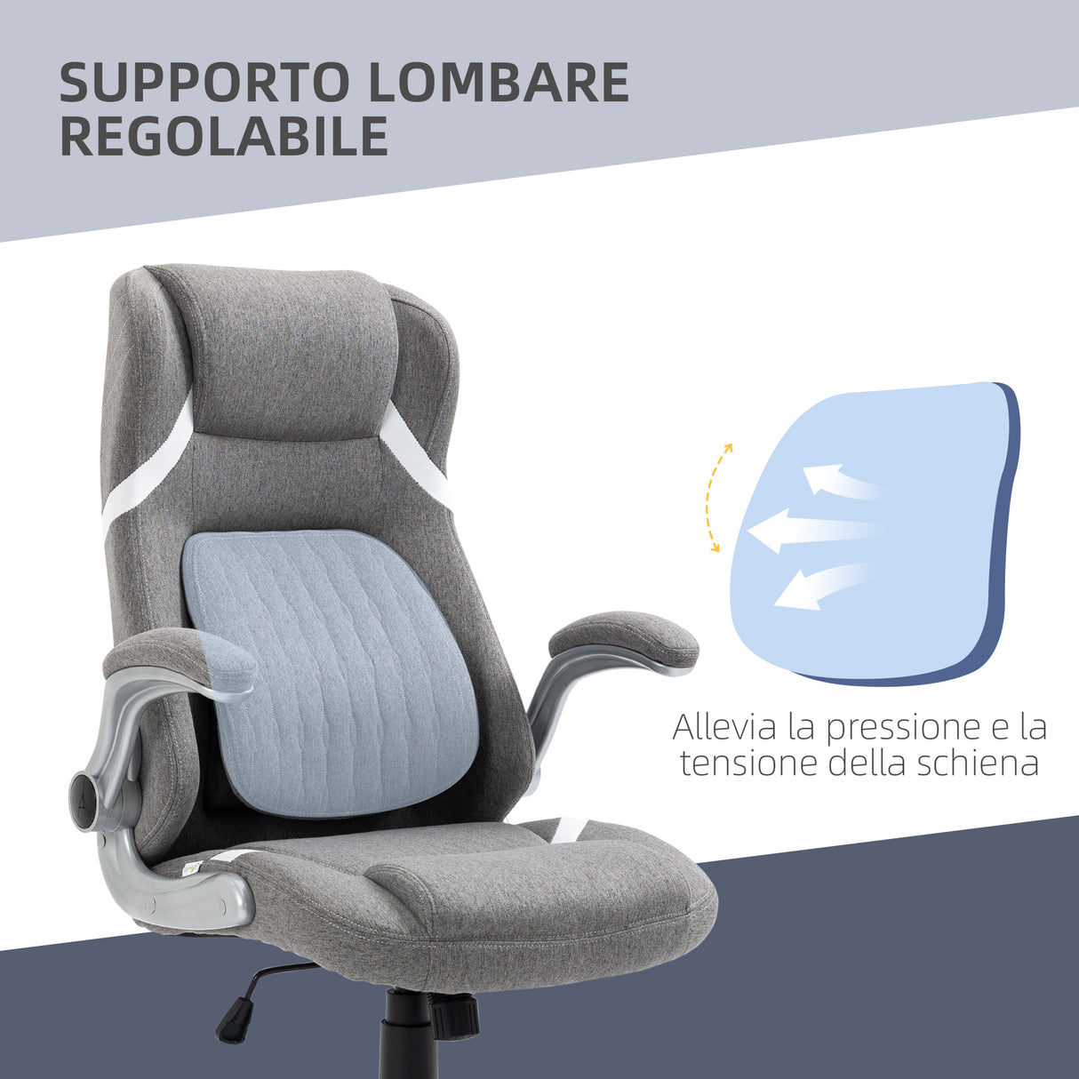 easycomfort easycomfort sedia da ufficio reclinabile in tessuto traspirante e acciaio con altezza regolabile 68x76x109 117 cm