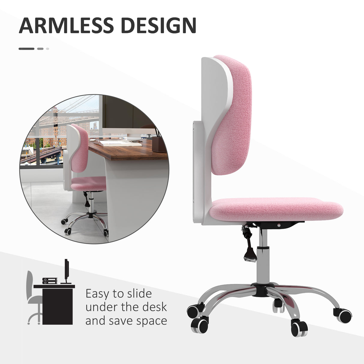 easycomfort easycomfort sedia ergonomica ad altezza regolabile in tessuto effetto lino con schienale ricurvo 48x53x80 90 cm rosa