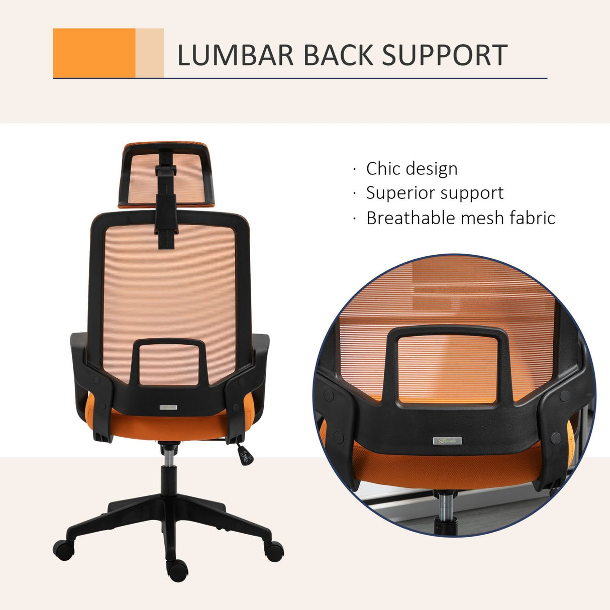 easycomfort easycomfort sedia ergonomica con poggiatesta e supporto lombare da ufficio girevole arancione