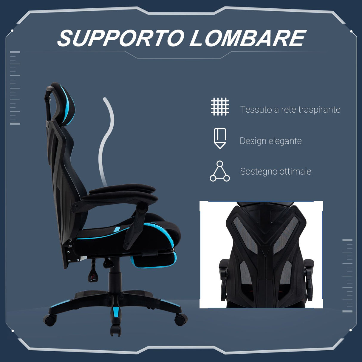 easycomfort easycomfort sedia gaming con supporto lombare e altezza regolabile in tessuto nero