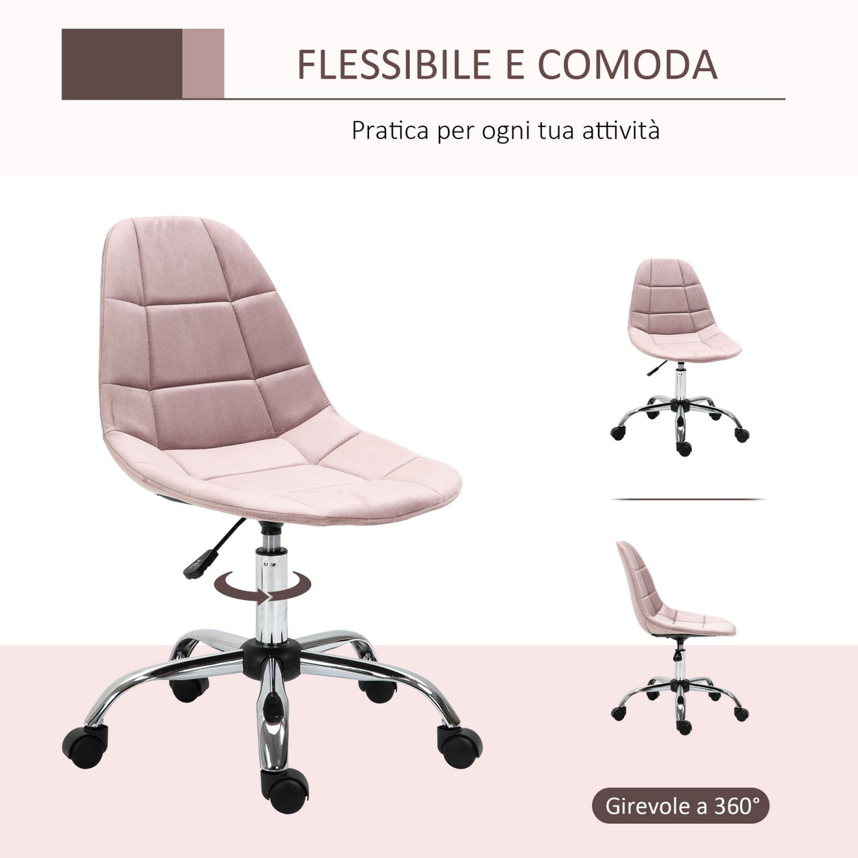 easycomfort easycomfort sedia girevole per scrivania ufficio ergonomica regolabile rosa ean 8054144137575