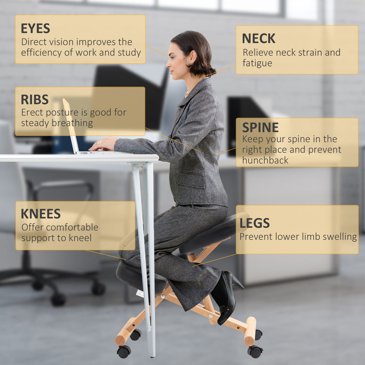 easycomfort easycomfort sedia inginocchiatoio in legno per casa e ufficio con ruote e altezza regolabile 43x67x57 75 cm nera