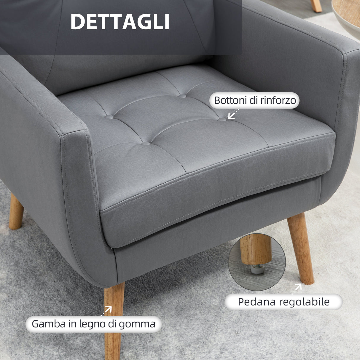 easycomfort easycomfort sedia moderna per soggiorno e camera da letto con seduta imbottita e tessuto in microfibra 72x73x94 cm grigia