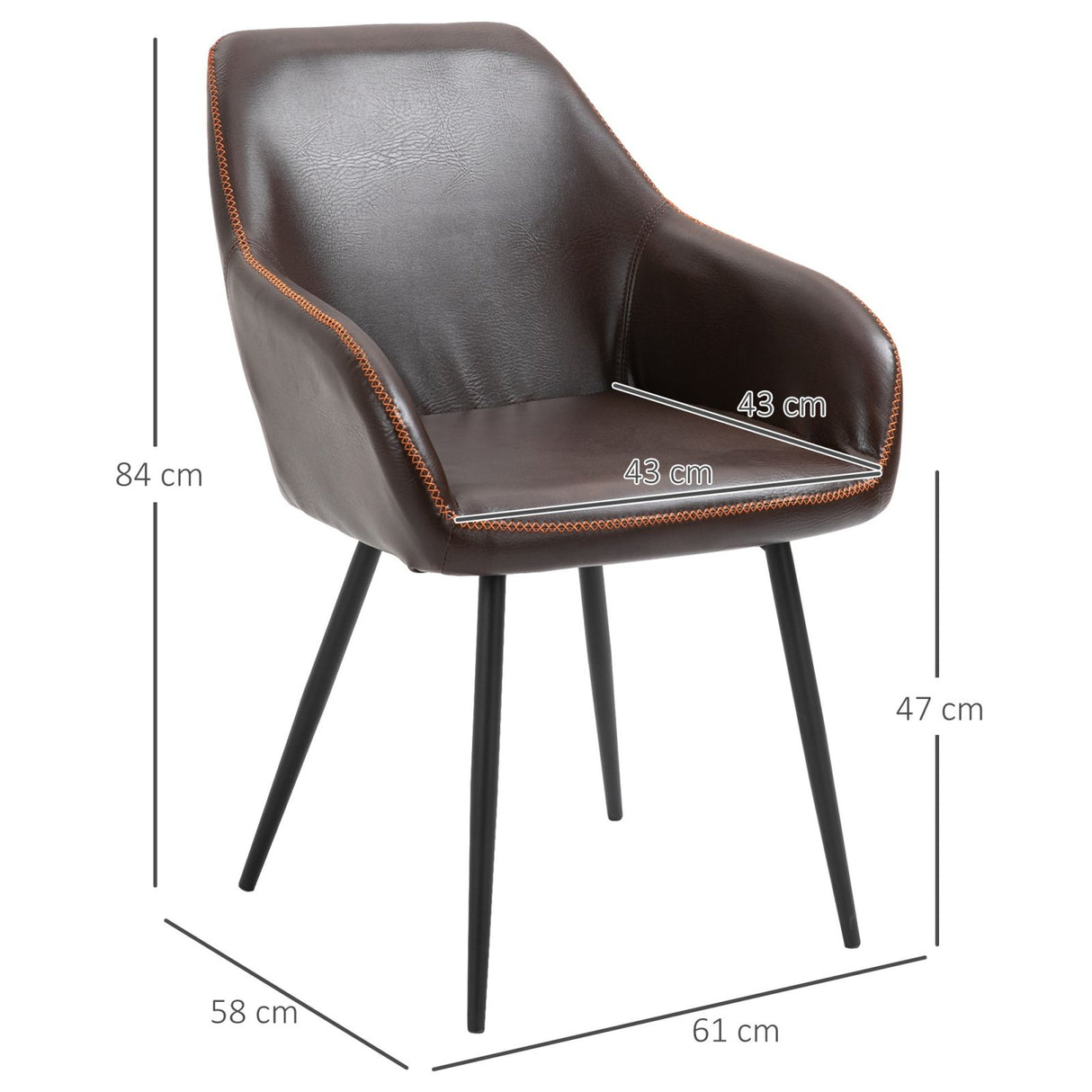 easycomfort easycomfort sedia per sala da pranzo in stile industriale in similpelle marrone e metallo nero