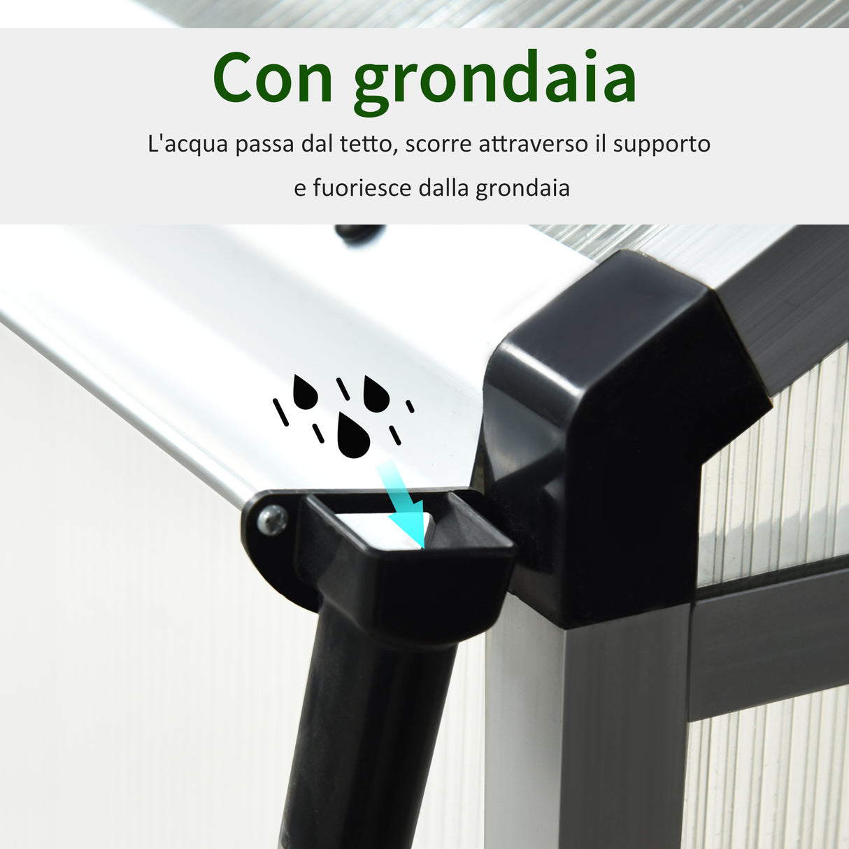 easycomfort easycomfort serra da giardino e orto in policarbonato con tetto regolabile e porta telaio in alluminio 182x183x195cm