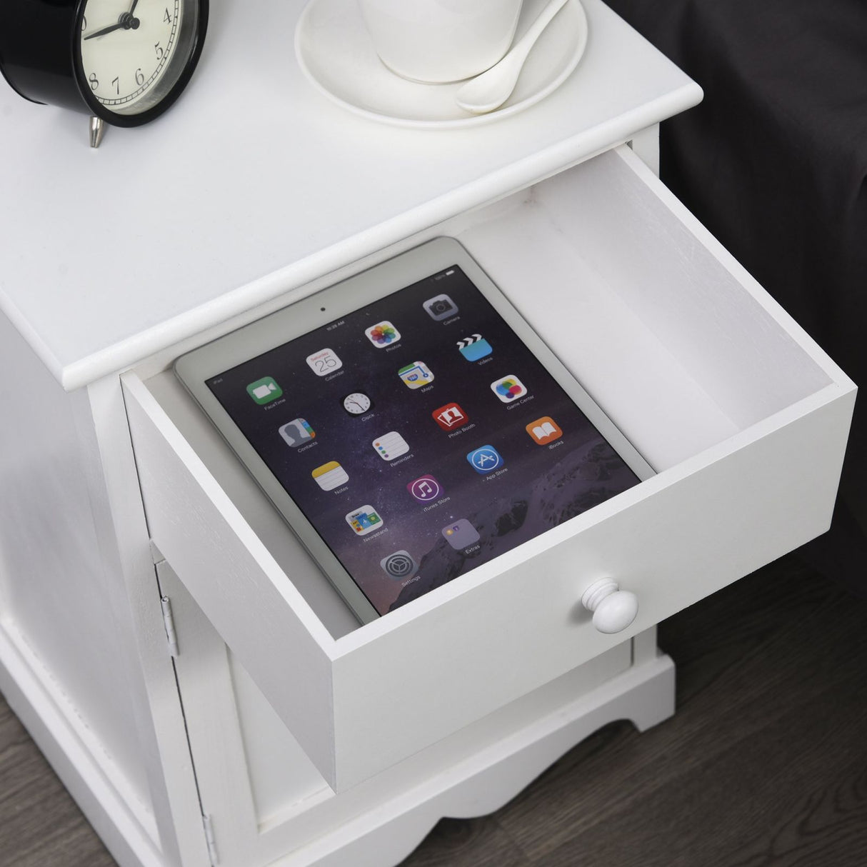 easycomfort easycomfort set 2 comodini in legno bianco con 1 cassetto e 1 antina in stile retro ean 8054144134574