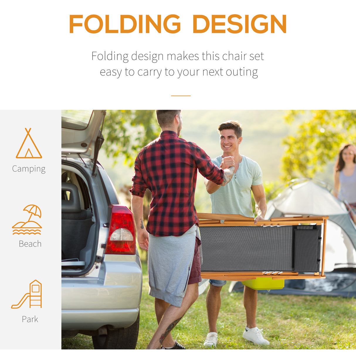 easycomfort easycomfort set 2 sdraio da giardino pieghevoli con schienale regolabile su 3 livelli legno e tessuto a rete grigio