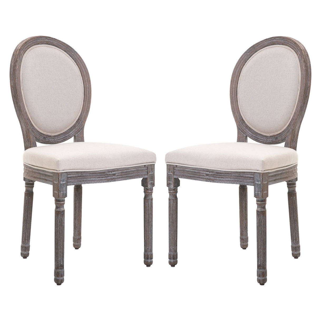 easycomfort easycomfort set 2 sedie medaglione imbottite in legno con rivestimento in lino bianco ivory ean 8055776913643