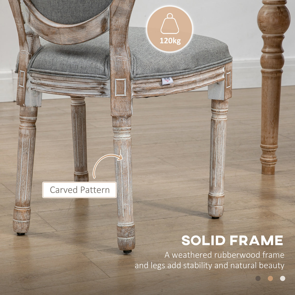 easycomfort easycomfort set 2 sedie per tavolo da pranzo classiche in legno con rivestimento in tessuto grigio