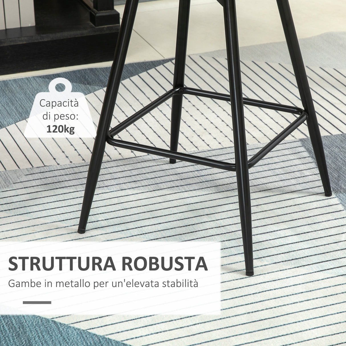 easycomfort easycomfort set 2 sgabelli da bar con schienale e poggiapiedi in stile nordico in metallo e velluto color crema 45x47x84 cm