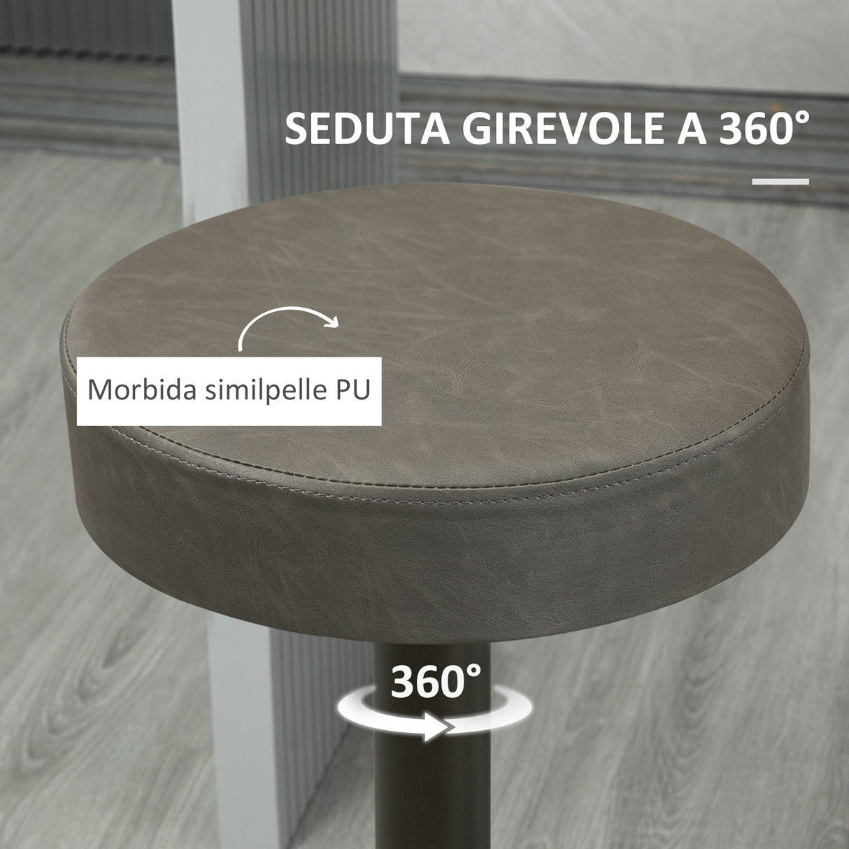 easycomfort easycomfort set 2 sgabelli da bar girevoli con poggiapiedi e altezza regolabile 35x36x64 85cm grigio