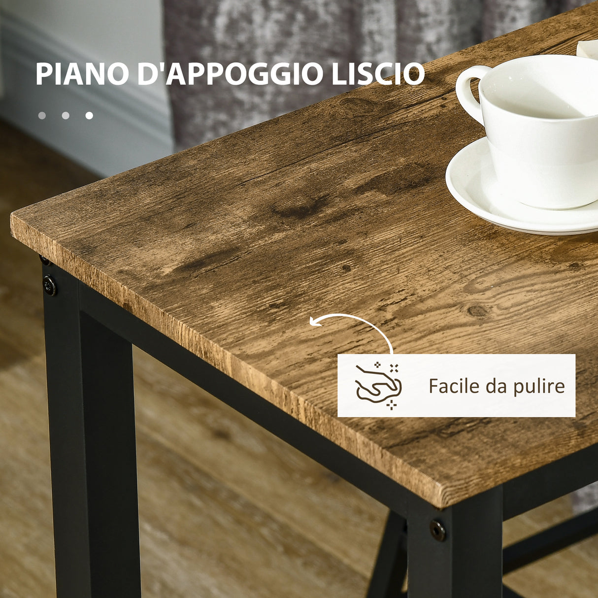 easycomfort easycomfort set 3 pezzi con 2 sgabelli da bar e tavolo da bar alto in mdf e acciaio per cucina sala da pranzo e soggiorno