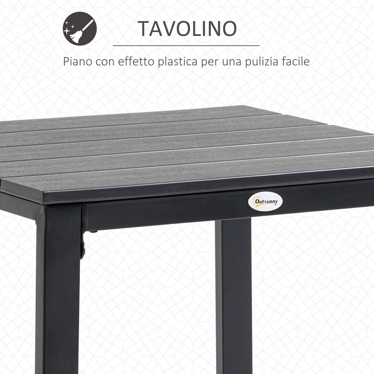 easycomfort easycomfort set da giardino 3 pezzi con tavolino e 2 sedie con cuscini acciaio e plastica grigio scuro