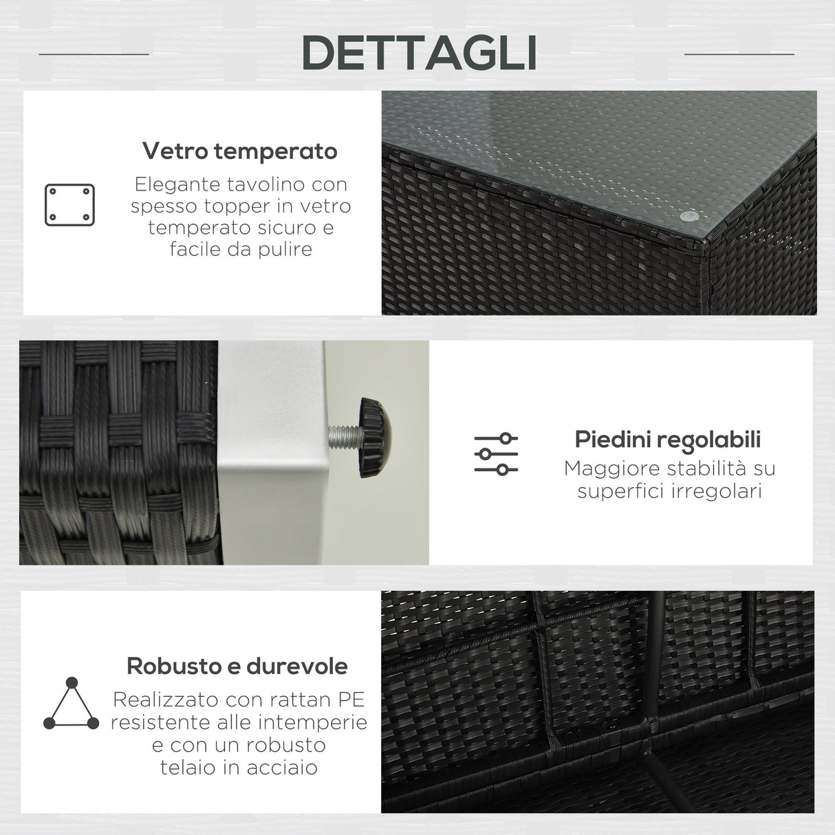 easycomfort easycomfort set da giardino 4 pezzi in rattan pe e acciaio con divano 2 poltrone e tavolino da caffe crema