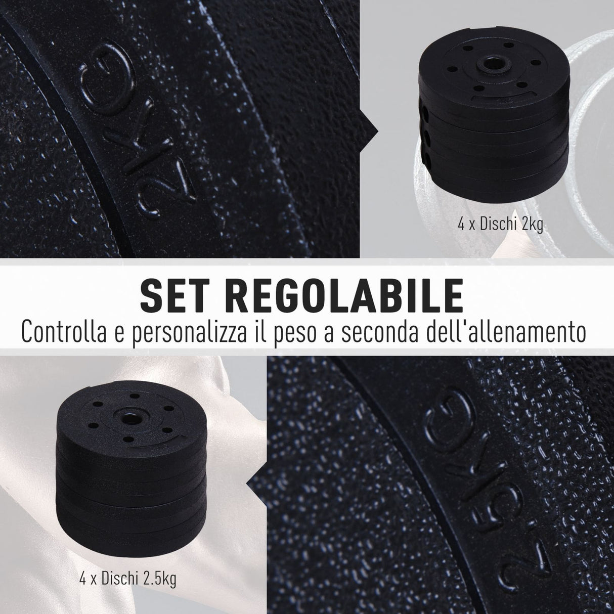 easycomfort easycomfort set di 2 manubri da 20kg totali con 8 dischi pesi