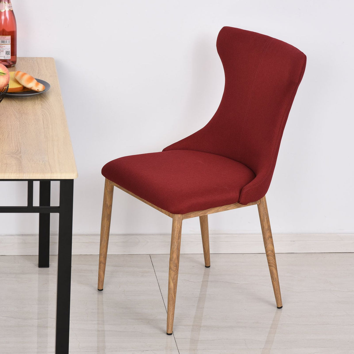 easycomfort easycomfort set di 2 sedie da pranzo imbottite gambe in metallo effetto legno rosso ean 8055776916125