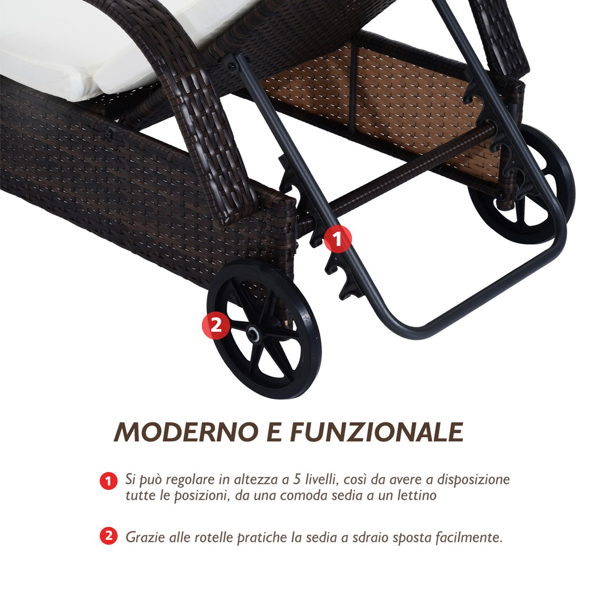 easycomfort easycomfort set mobili da giardino 2 sdraio e tavolino lettino prendisole reclinabile con rotelle rattan marrone