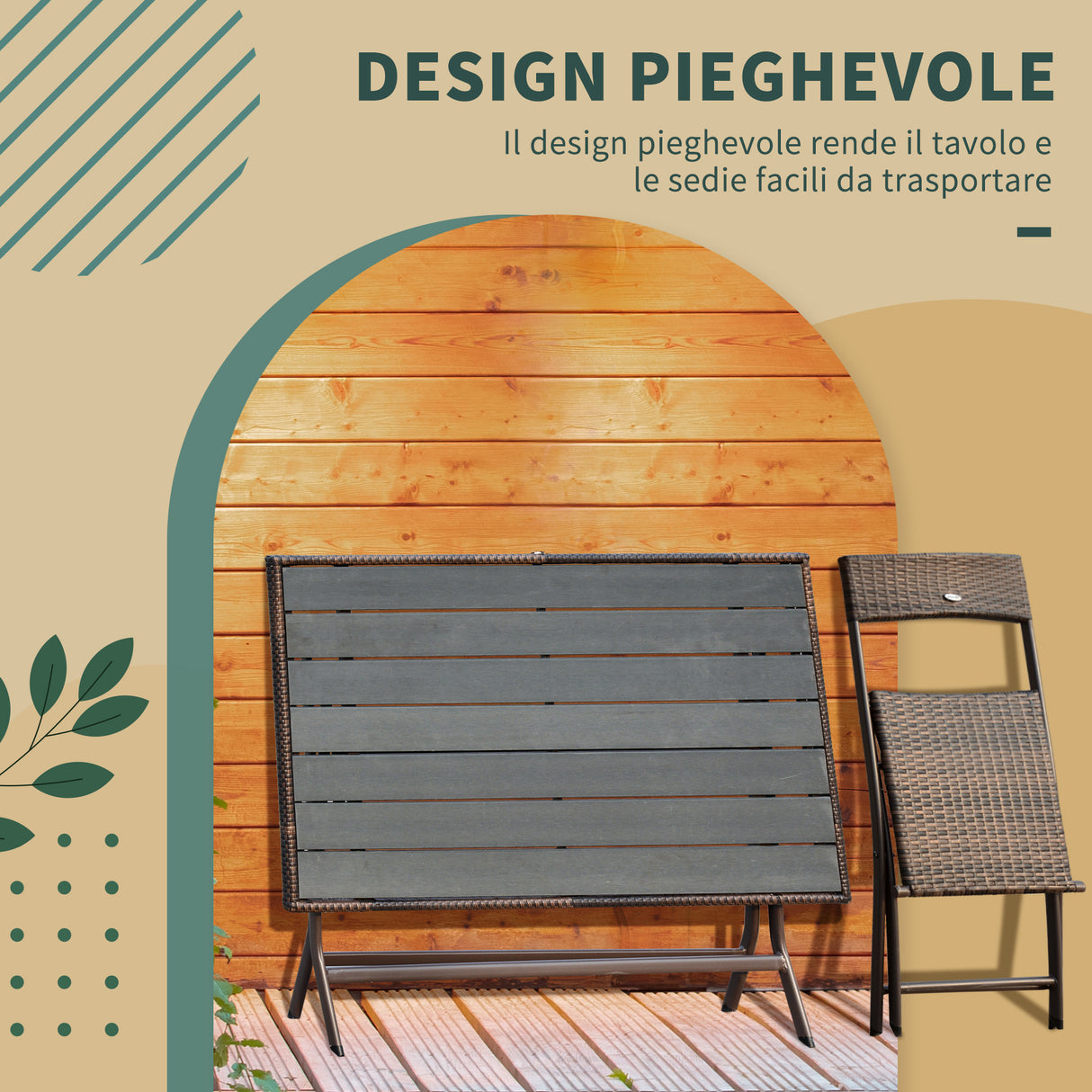 easycomfort easycomfort set tavolo e sedie da giardino 7pz tavolo da giardino con 6 sedie pieghevoli mobili da esterno polyrattan