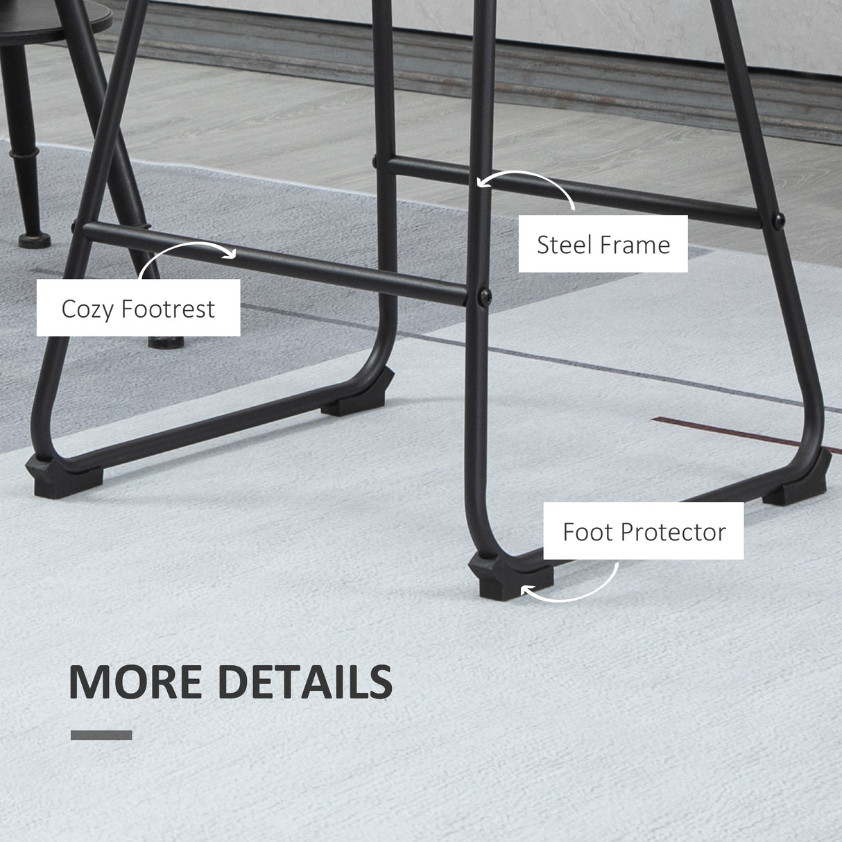 easycomfort easycomfort sgabelli da bar set 2 pezzi con imbottitura schienale e gambe a slitta in pu e acciaio 43x43x82 cm nero