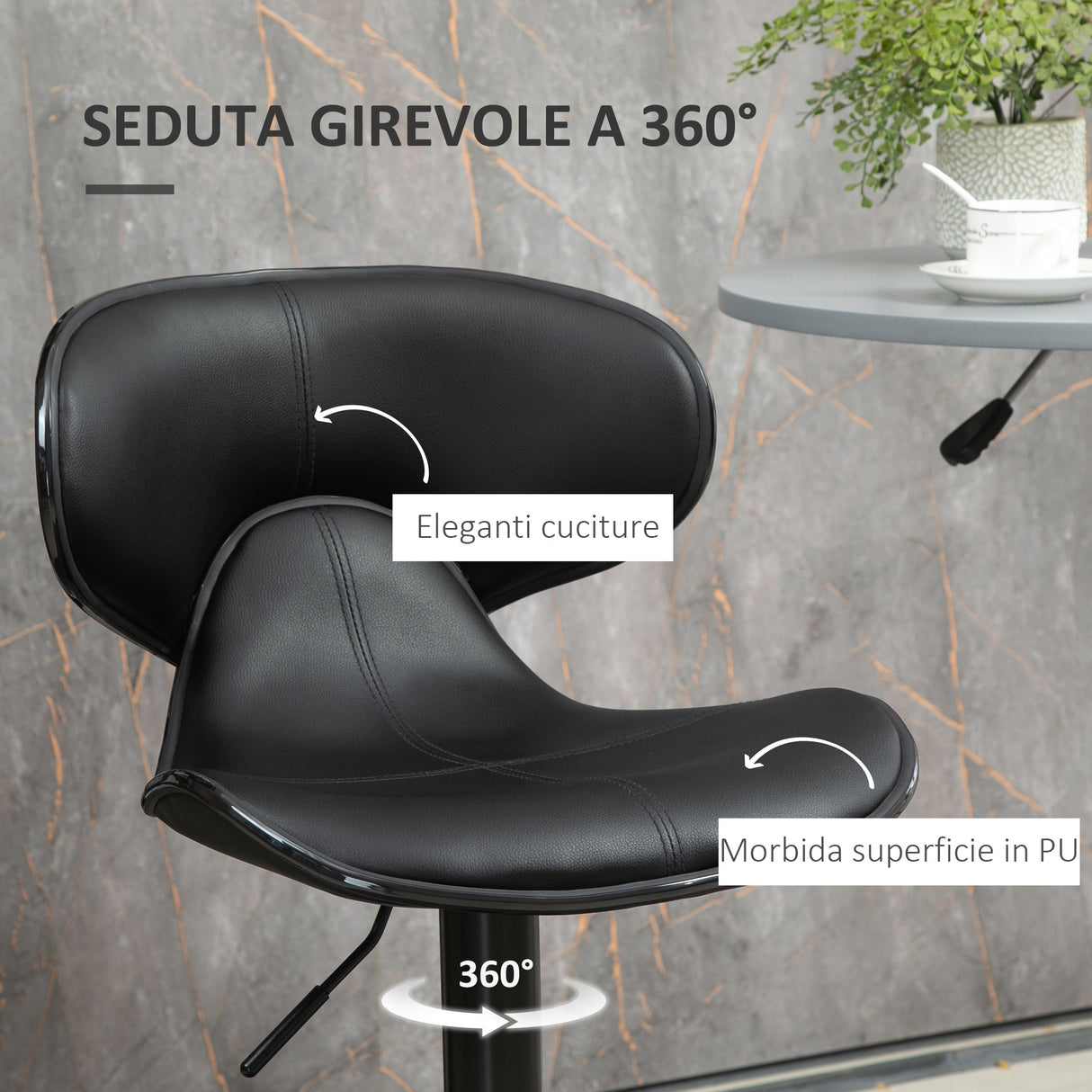 easycomfort easycomfort sgabello da bar girevole set 2 pezzi ad altezza regolabile con poggiapiedi 45 5x46x89 5 109 5 cm nero