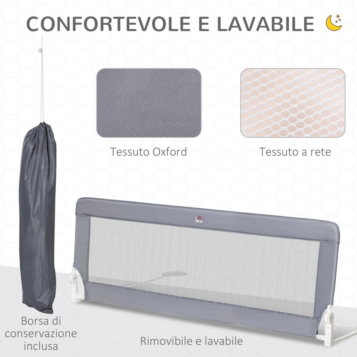easycomfort easycomfort sponda letto per bambini da 18 mesi barriera di sicurezza universale anticaduta con tessuto a rete 150x40x60cm grigio